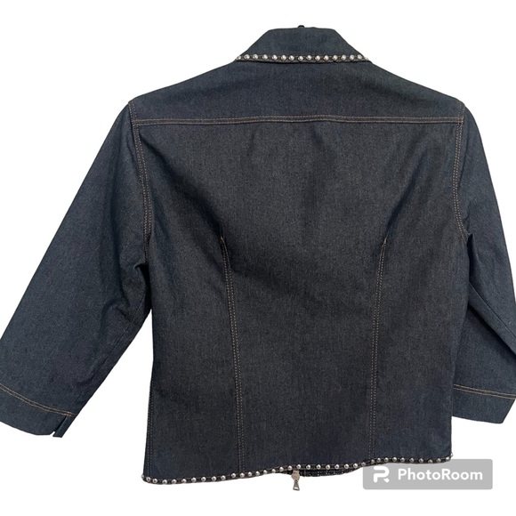 Vertigo Paris Dark Wash Silver Studded Denim Jacket Size Medium - Picture 4 of 9